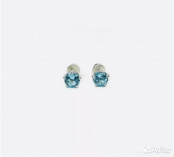 Серьги пусеты из серебра с топазами Swiss