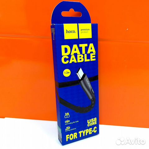 Кабель Hoco U58 Type-C черный 1.2м, 3A