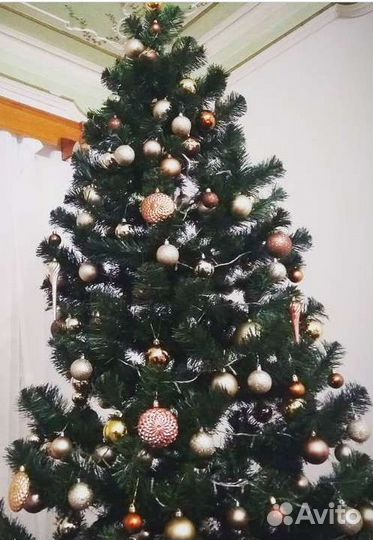 Елка с игрушками, 2.7 м, гирлянды в подарок