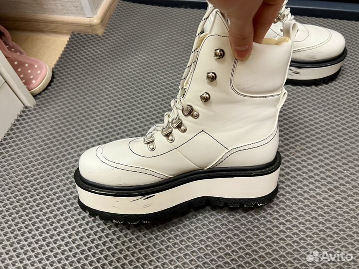Белые женские ботинки, эко-кожа, из США