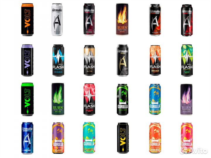 Энергетики Adrenaline, volt, burn, flash, gorilla