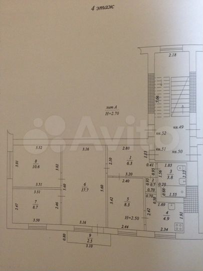 3-к. квартира, 61 м², 4/5 эт.