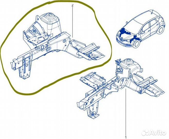 Лонжерон передний правый Renault Kaptur