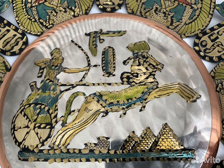 Декоративная настенная тарелка ручная чеканка Егип