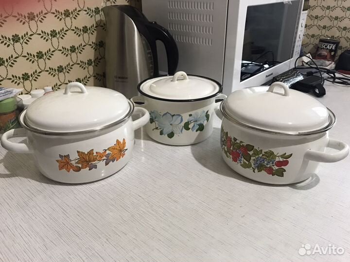 Кастрюля ковш алюминиевая эмалированная СССР чугун