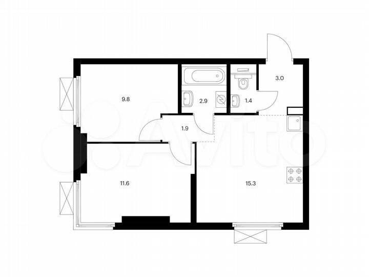 2-к. квартира, 45,9 м², 25/33 эт.