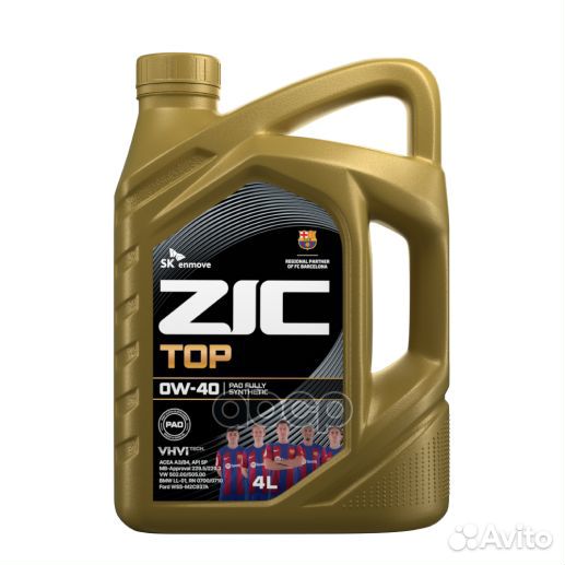 ZIC TOP 0W40 (4L) масло мот.синтAPI SP, acea A