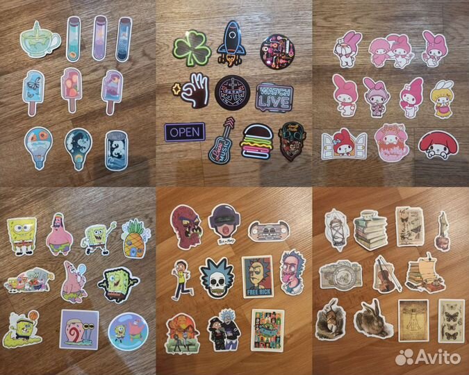 Водонепроницаемые наклейки, 10 шт, много видов