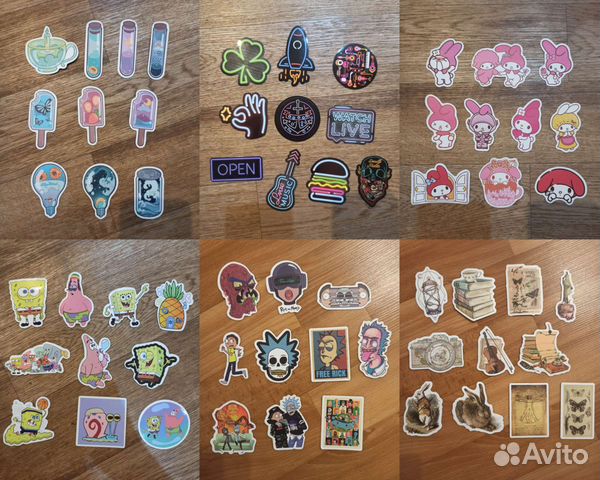 Водонепроницаемые наклейки, 10 шт, много видов