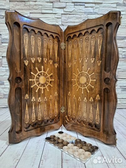 Нарды резные Разданские Корабль (белый)