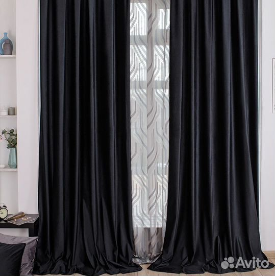 Шторы бархат Беллиссимо Черный