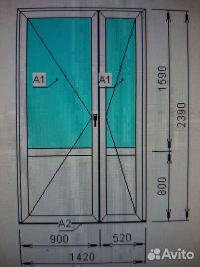 Пластиковая штульповая дверь 1420*2390. Доставка