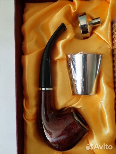 Подарочный набор мужской. Трубка, Фляжка, стопка