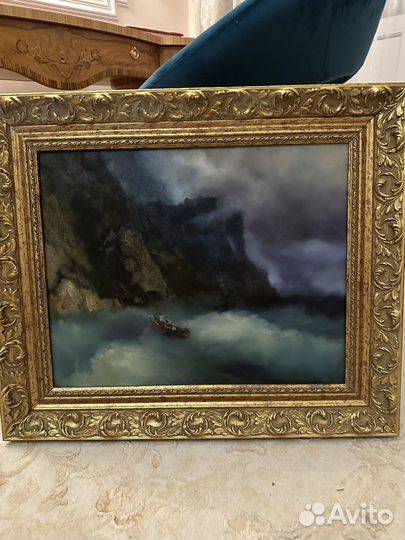 Картина масло холст подарок море шторм волна