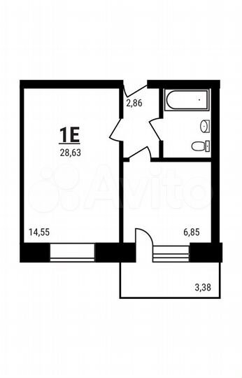 1-к. квартира, 28,6 м², 4/5 эт.