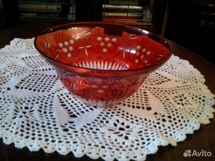 Фруктовница рубиновое стекло СССР