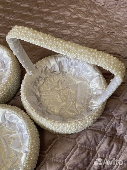 Свадебные корзины жемчужные