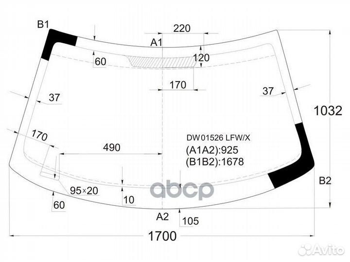 Стекло лобовое chrysler pacifica 5D 04-08 DW015