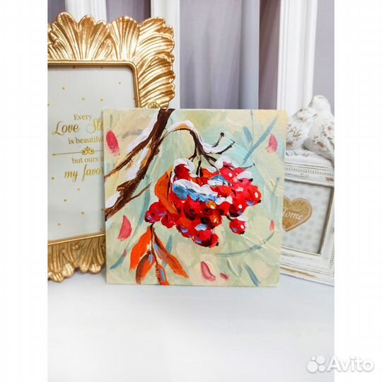 Картина рябина масло холст живопись