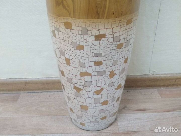 Ваза напольная, дерево, камень