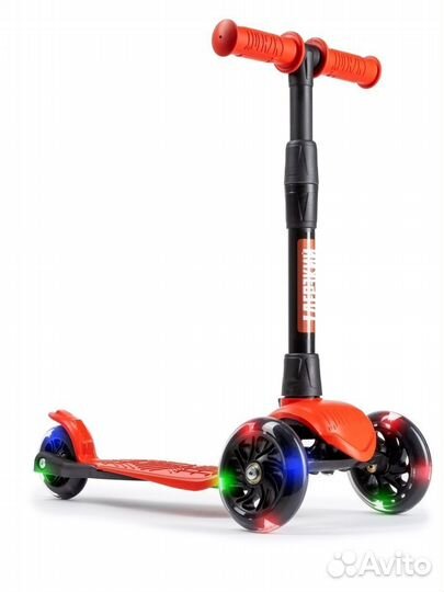 Самокат детский baby (светящиеся колеса) красный