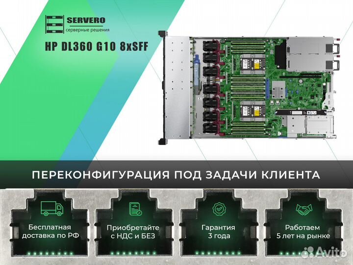 HP DL360 G10 8xSFF/2xGold 6142/16х32Gb/2x800WT