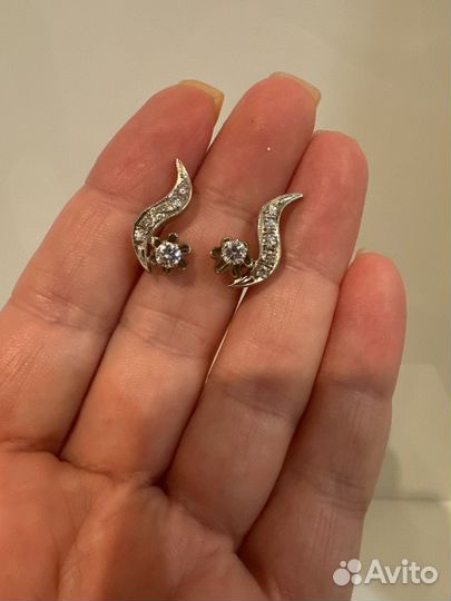 Золотые серьги с бриллиантами СССР