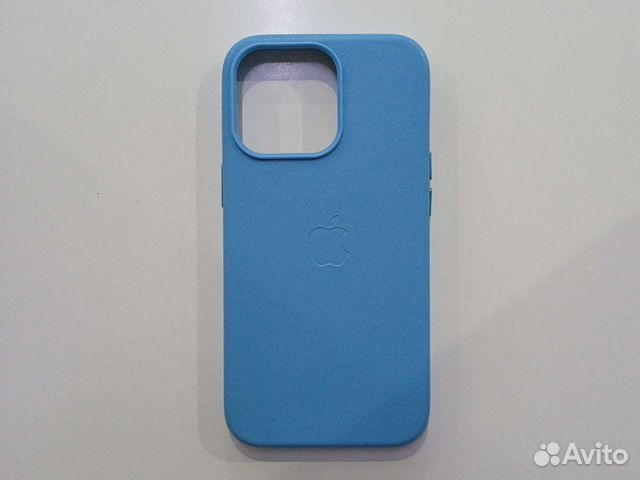 Кожаный чехол на iPhone 13 Pro Голубой