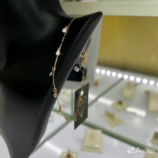 Золотой браслет с камнями 585 пробы золото