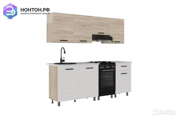 Кухня Глория 2.0м дуб сонома светлый / ясень анкор