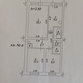 3-к. квартира, 58,8 м², 2/2 эт.