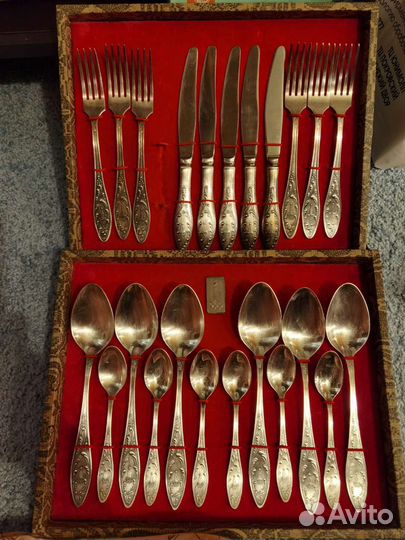 Набор столовых приборов мельхиор Олимпиада пламя