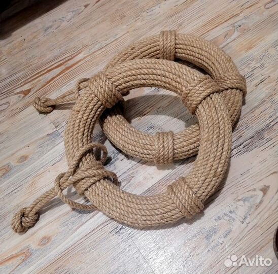 Морской декор. Декор на стену. Венок из джута