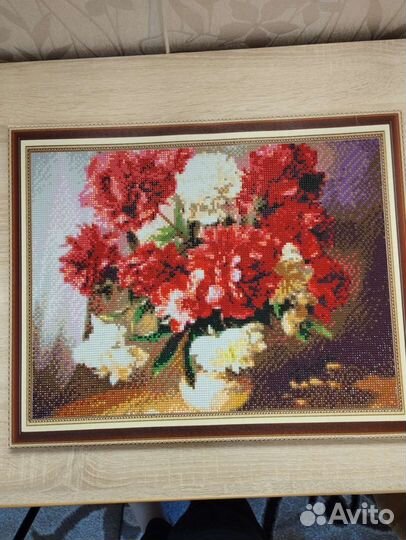 Картина пионы алмазная мозаика