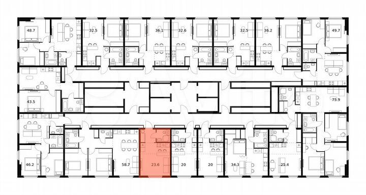 Квартира-студия, 23,6 м², 25/25 эт.