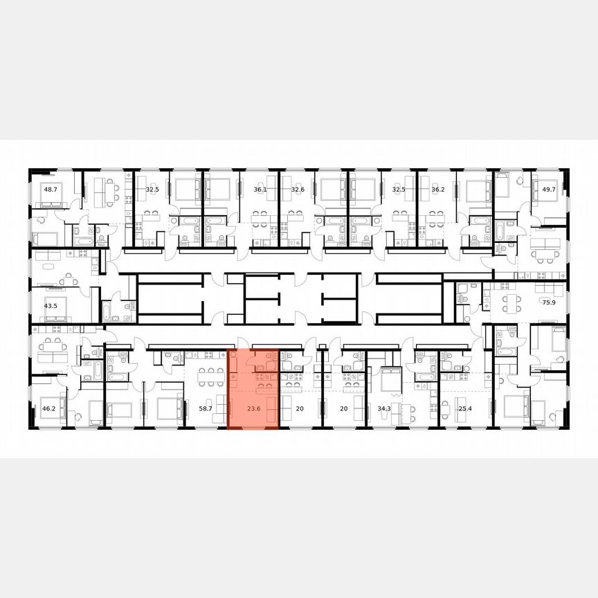 Квартира-студия, 23,6 м², 25/25 эт.