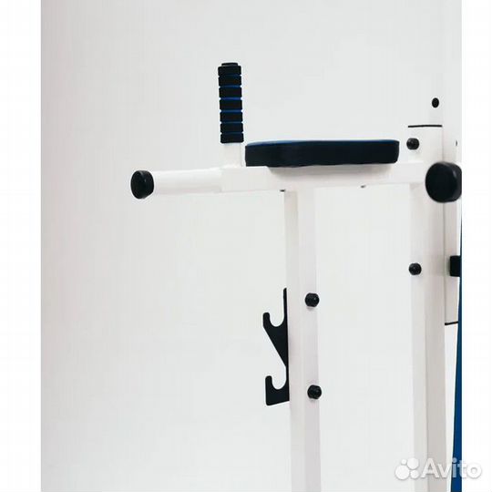 Турник брусья стойка на пол со скамьёй жима белый