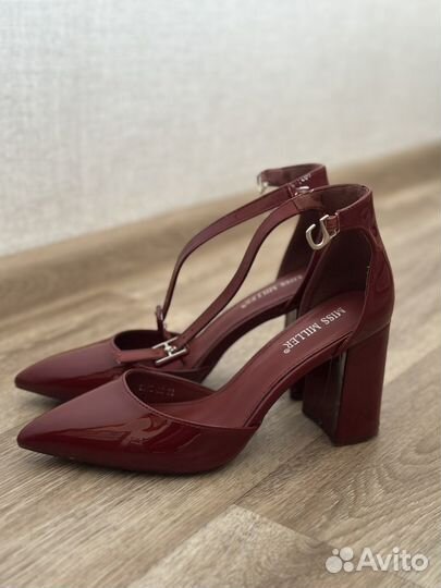Туфли бордовые устойчивый каблук 38