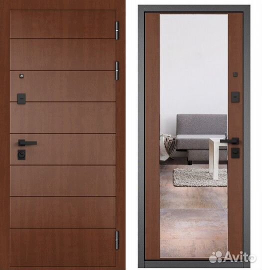 Металлические двери с зеркалом