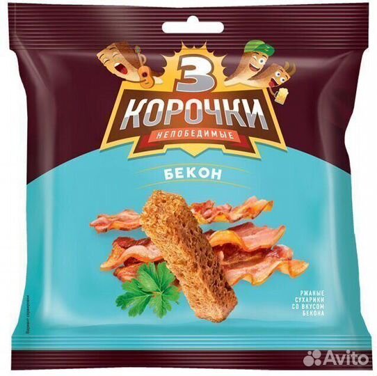 Опт - Сухарики 3 Корочки со вкусом Бекона 40г