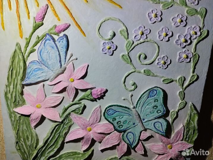 Картина-барельеф, ручная работа скульптурная живоп