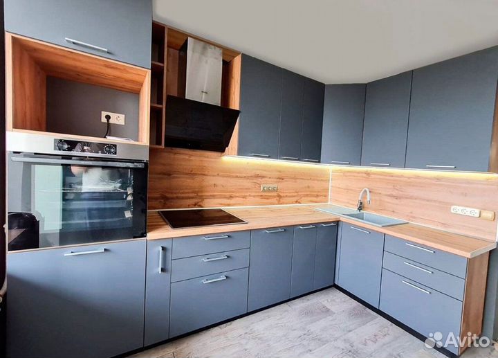 Кухня серая угловая модульная новая