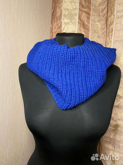 Женский шарф-кольцо снуд синий