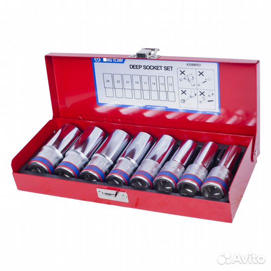 Набор глубоких торцевых головок king tony 4208MR