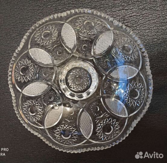 Ваза на ножке, хрусталь, 27,5 см в диаметре. СССР