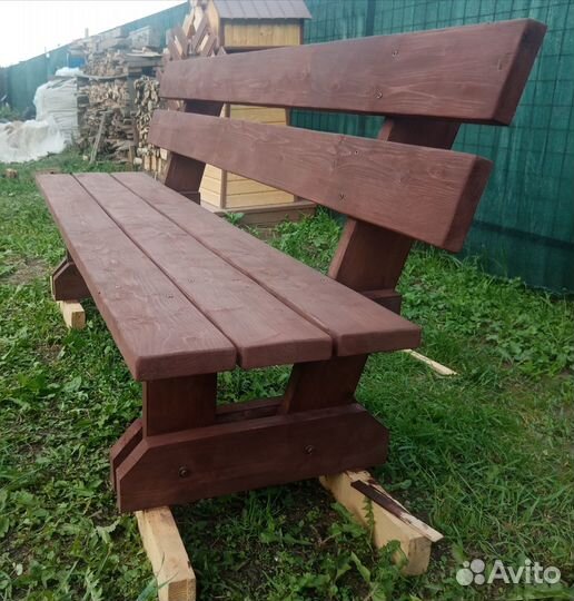 Скамья садовая со спинкой