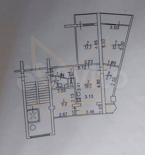 3-к. квартира, 65 м², 2/6 эт.