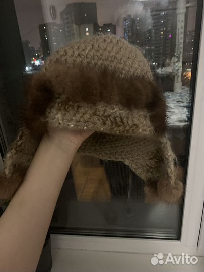 Шапка с мехом норки