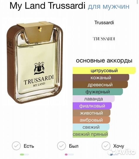 Trussardi My Land Стойкий Парфюм