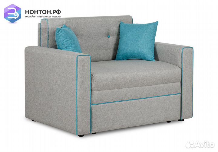 Кресло выкатное Найс светло-серое / бирюзовое